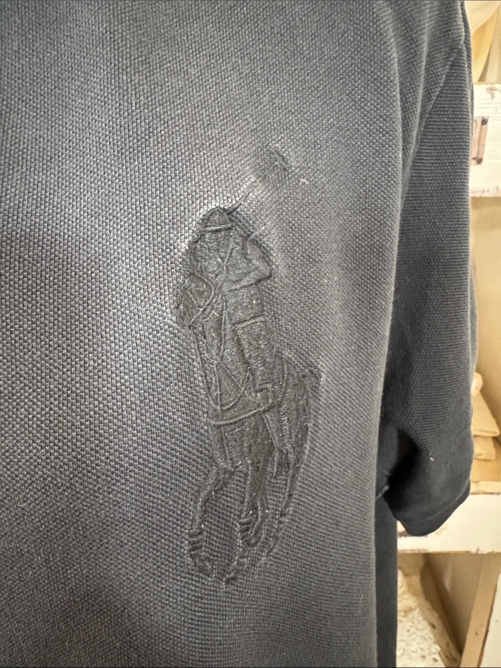 Ralph Lauren Black Polo Shirt with Subtle Tonal Logo